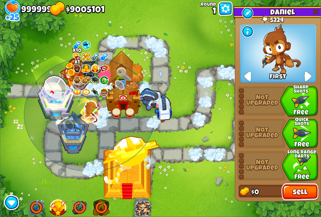 TODOS OS BUFFS + PODER MÁXIMO DA USINA DE ESPINHOS - BLOONS TD 6