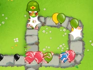 Laser Shock effect automatically damaging a bloon with the effect