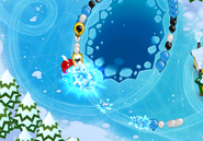 Creating ice blasts onto groups of bloons, with some Whites left intact with the status effect