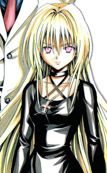 Anime girl with two hair colors blonde and black