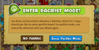 Notification relating to entering Pacifist Mode