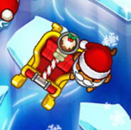 3/x Santa "Pudding-O-Pult" Dart Monkey in its idle position