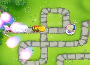 Monarch of Storms's many spawned Ball Lightnings from super-tornadoes, which freeze the bloons