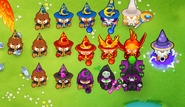 Entire Wizard Monkey Upgrade Tree for Bloons TD 6, including Magus Perfectus.