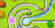 When the MOAB Assassin ability is activated, camo bloons suffer from a glitch & become non-camo, while a purple circle radiates from the tower shooting a ZOMG looking missile.