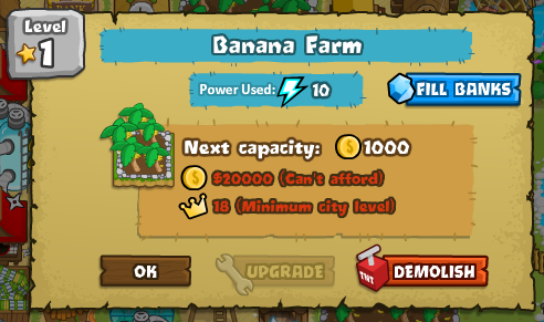 banana farm upgrade is no cost or (0) at Bloons Monkey City Nexus - Mods  and community