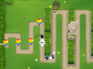 Bouncing Bullets bouncing between bloons from a distance
