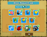 Bloons Research Lab with all upgrades unlocked.