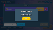 Attempting to redeem an expired code (with code attempted)