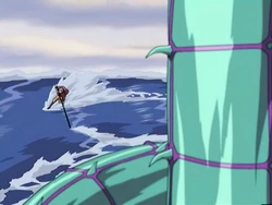 Aang fighting the serpent