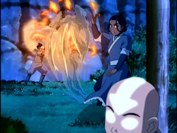 Katara fighting Zuko