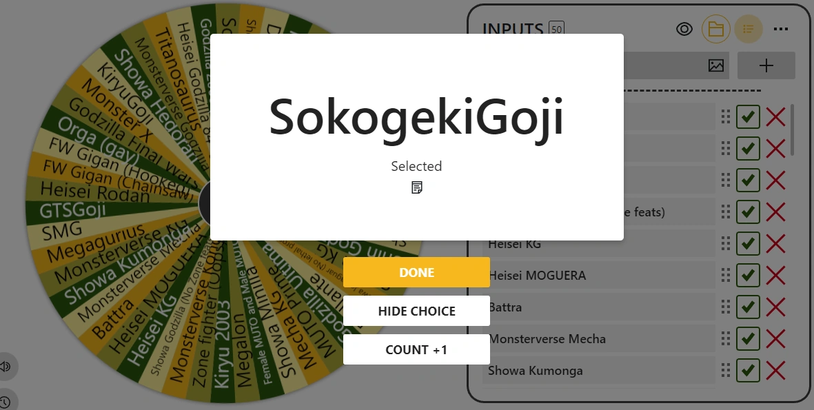 Spin the wheel kaiju fight 3 Fandom