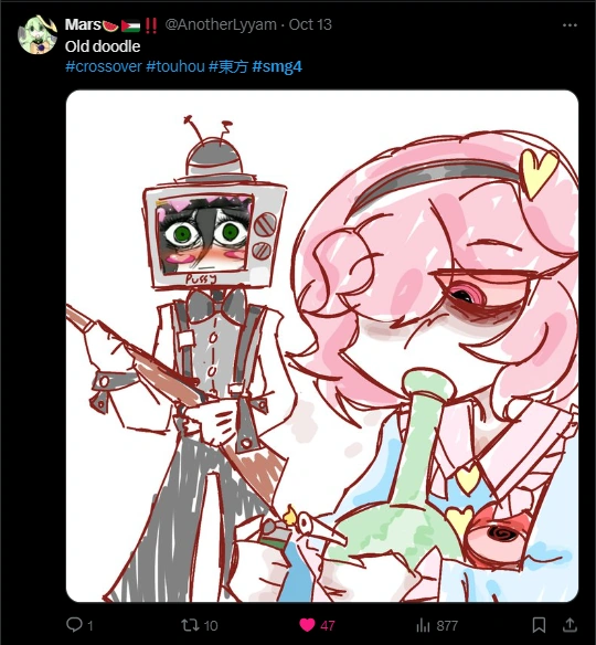 that's smg4 x touhou in my twitter fyp. Fandom