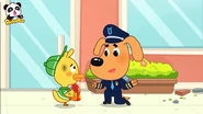 Sheriff Labrador asking Little Duck what happened