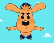 Sheriff Labrador with a swimsuit in "The Swimsuit-Sucking Monster"