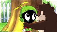Baby Marvin cries as the other babies are picking on him. Baby Taz cheers Baby Marvin up and offers to befriend him.