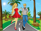 Kimberly and Eli Tilmann on the road to the beach