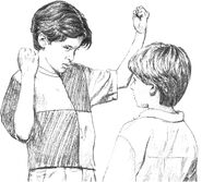 Bobby threatens his 8-year-old neighbor Doug after Doug teases Bobby for playing tag with his sister Alicia Gianelli