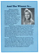 BSC Adventure Giveaway winner Rebecca Langlois announced in a BSC Fan Club newsletter.