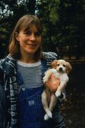 1998 with dog Sadie, one week after bringing her home.