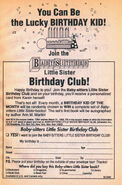 Little Sister Birthday Club bookad from BLS 19 1stpr 1991