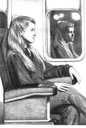 Dawn on a plane during her first move from California to Stoneybrook.