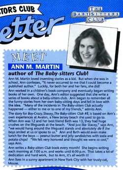 Ann M Martin The Baby Sitters Club Wiki Fandom Ann M Martin The Baby Sitters Club Wiki Fandom