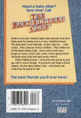 Baby-sitters Club 11 Kristy and the Snobs reprint back cover