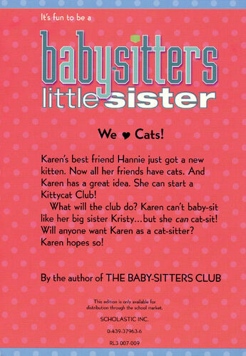 Baby-sitters Little Sister 4 Karens Kittycat Club reprint back cover