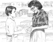 Jim, an employee at Pet Time, gives Ms. Colman a mouse, which Karen and Sara later name Hunca Munca, that Jim thinks will have babies soon