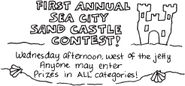 Ad for Sea City Sand Castle Contest, which Margo and Claire want to enter.