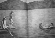 Hannie with Mary Anne Spier, Karen Brewer, and Nancy Dawes in Baby-sitters at Shadow Lake.
