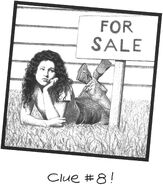 Abby next to her house's For Sale sign, seventh grade