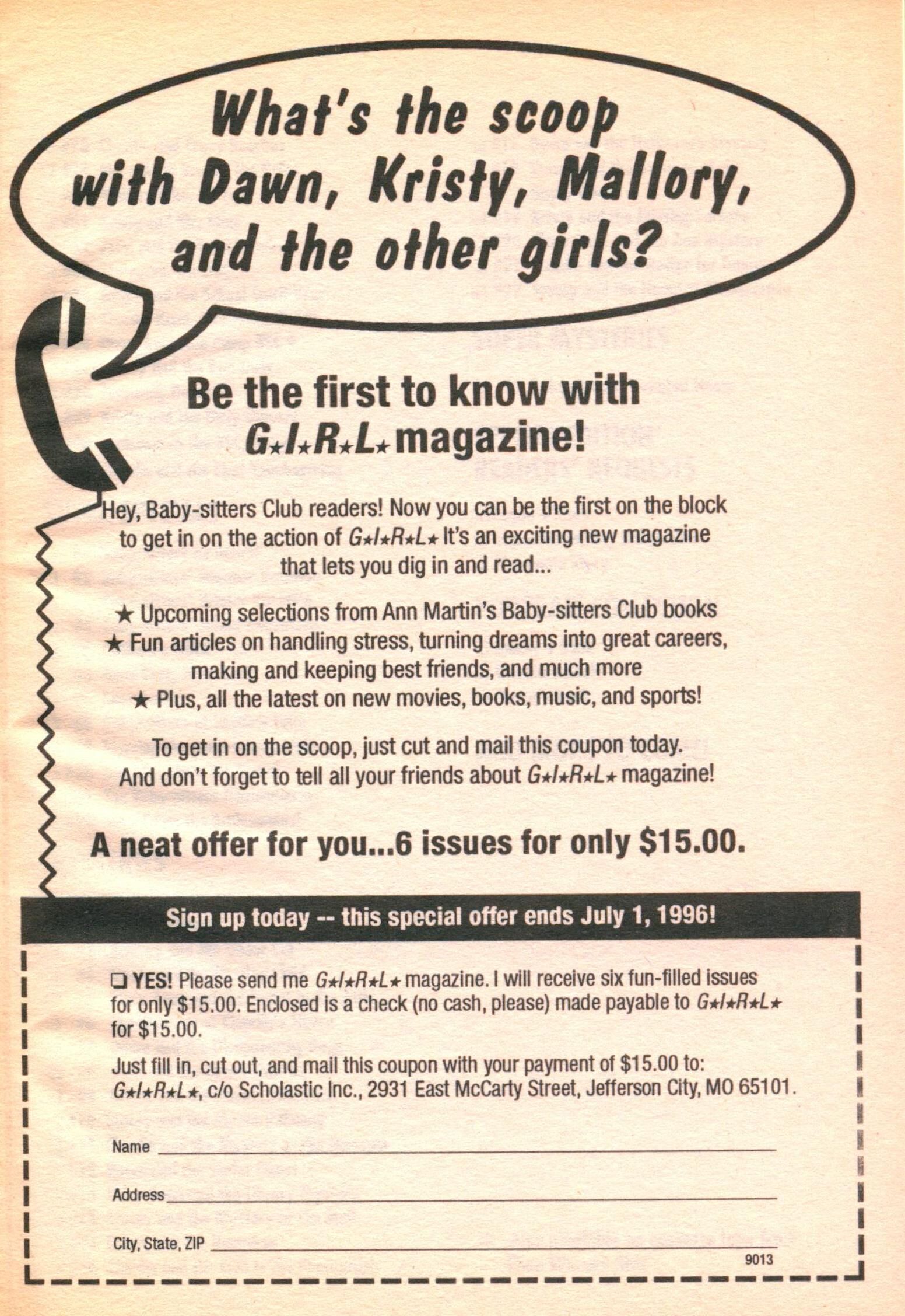 G I R L Magazine The Baby Sitters Club Wiki Fandom