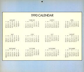 1990 yearly calendar