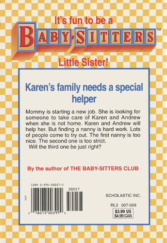 Baby-sitters Little Sister 105 Karens Nanny back cover