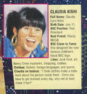 Claudia's profile on a Baby-sitters Collectors Club poster