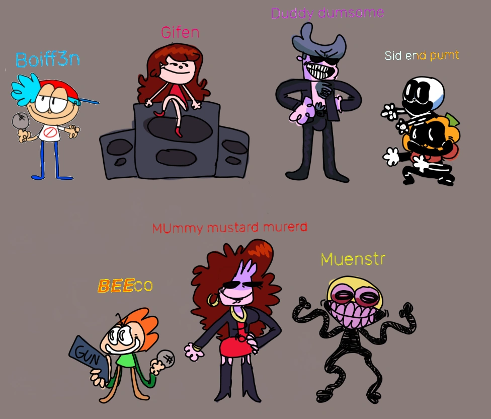 All of the fnf characters but bad's names Fandom