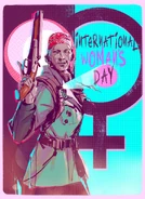 Promotional material featuring Christine for the International Womens Day