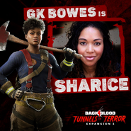 Sharice is voiced by Gina Keali'inohomoku Bowes