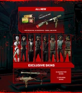 Newsletter promotional material showing new content: Melee Attachments, Flame Thrower, Whistle, new Cleaner and Weaponskins.