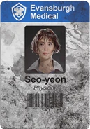 Close-up of Seo-yeon's ID badge from the cinematic