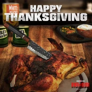 Promotional material featuring Green Beans and Peaches for Thanksgiving 2022.