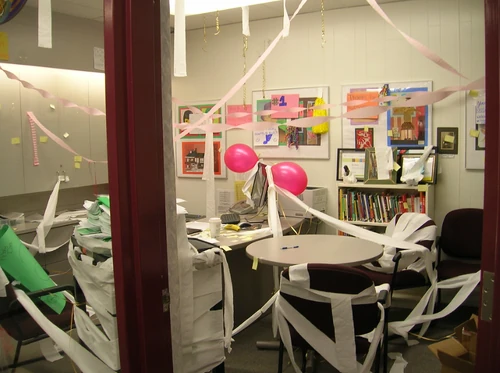 Office of an unfortunate principal within the war zone