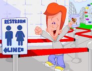Pete on the restroom line in the credits of Backyard Football.