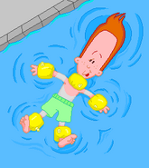 Pete chilling in the water in the credits of Backyard Baseball 2003.
