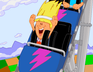 Sidney riding a roller coaster in the credits of Backyard Football.