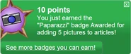 Earning the "Paparazzi" badge