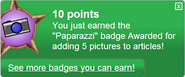 Earning the "Paparazzi" badge