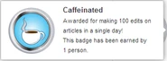 Hover text for earning "Caffeinated"